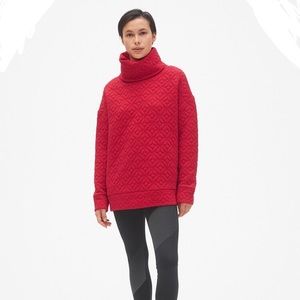 GapFit Jacquard Knit Funnel-Neck Sweatshirt